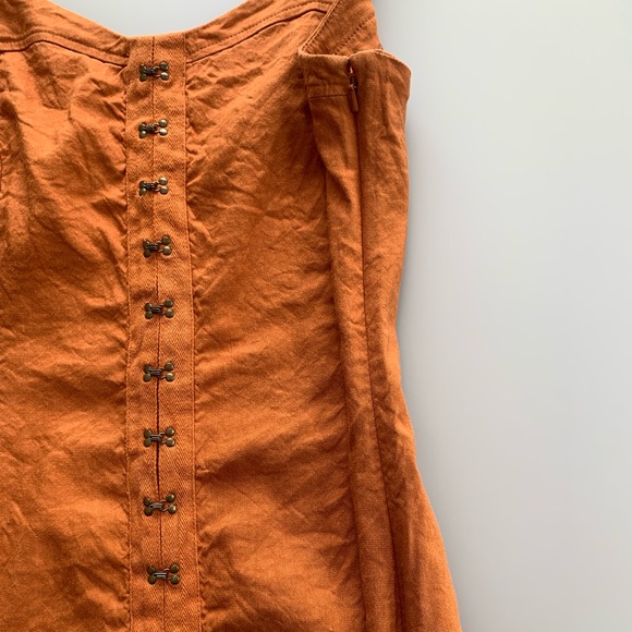 Leith Hook & Eye Corset Linen-Blend Mini Dress in Rust | Small - Picture 5 of 8